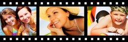 filmstrip with pictures of smiling holiday people